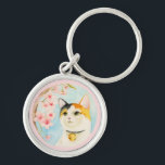 Japanese Cat Watercolor Art Key Ring<br><div class="desc">This is a watercolor illustration of a calico cat looking up at and enjoying the cherry blossom. “Hanami” is a Japanese tradition where people celebrate and party under the cherry blossom trees when they are in full bloom. Painted with Holbein and Winsor and Newton watercolor paints on Arches hot pressed...</div>