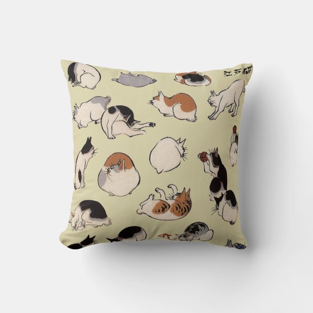 Japanese Cats (Colour Chengeable ) Cushion (Front)