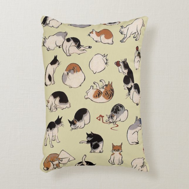 Japanese Cats (Colour Chengeable ) Decorative Cushion (Front(Vertical))