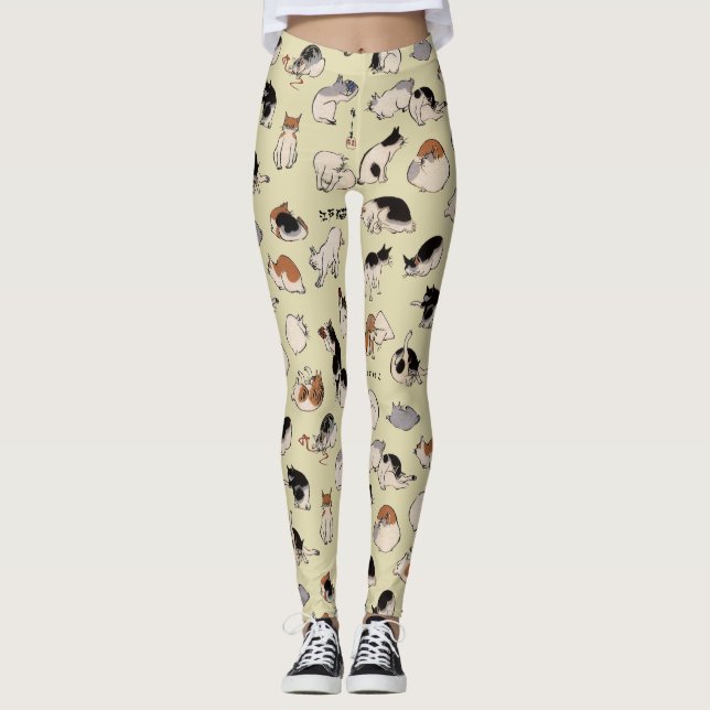 Japanese Cats (Colour Chengeable ) Leggings (Front)