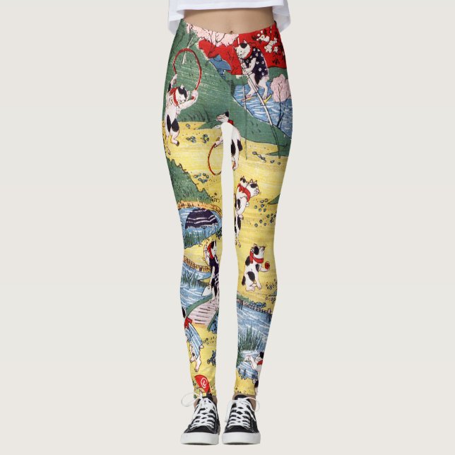 Japanese Cats Country, Utagawa Kunitoshi Leggings (Front)