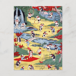 Japanese Cats Country, Utagawa Kunitoshi Postcard