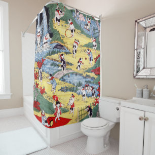 Japanese Cats Country, Utagawa Kunitoshi Shower Curtain