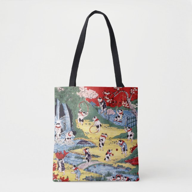 Japanese Cats Country, Utagawa Kunitoshi Tote Bag (Front)