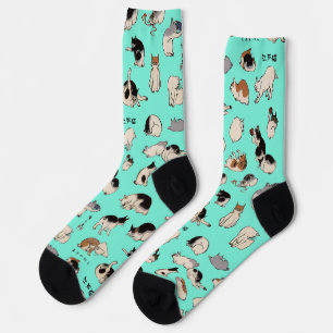 Japanese Cats (Customizable Background Color) Socks