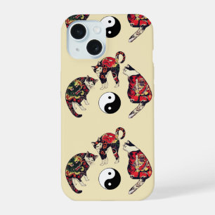 JAPANESE CATS ,DRAGON RED DEVIL TATTOOS,YIN YANG iPhone 15 CASE