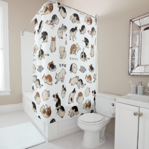 Japanese Cats, Hiroshige, Ukiyo-e Postcard Shower Curtain