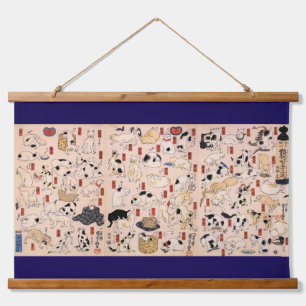 Japanese Cats of The Edo era, Kuniyoshi, Ukiyo-e Hanging Tapestry