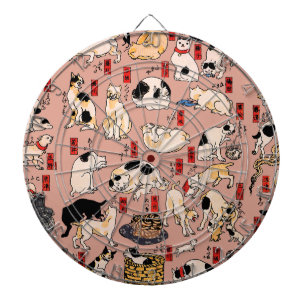 Japanese Cats Ukiyo-e Art Funny Dartboard