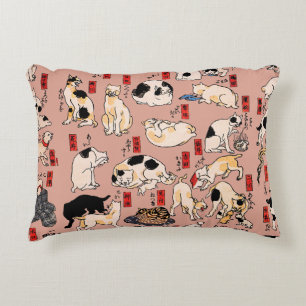 Japanese Cats Ukiyo-e Art Funny Decorative Cushion