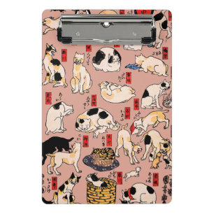 Japanese Cats Ukiyo-e Art Funny Mini Clipboard