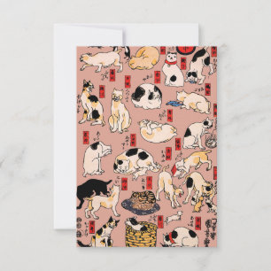 Japanese Cats Ukiyo-e Art Funny Thank You Card
