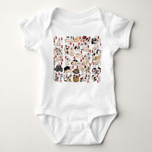 Japanese Cats Ukiyo-e Funny Baby Bodysuit