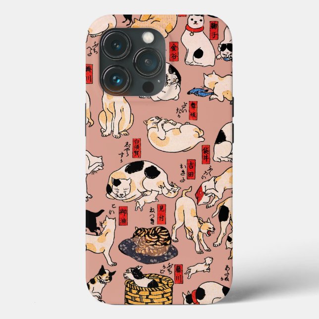 japanese cats Ukiyo-e Funny kitty Case-Mate iPhone Case (Back)
