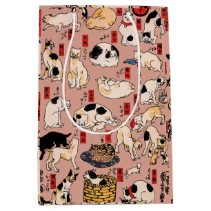 japanese cats Ukiyo-e Funny kitty Medium Gift Bag