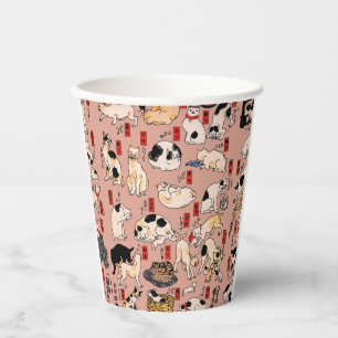 japanese cats Ukiyo-e Funny kitty Paper Cups