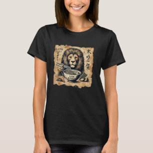 Japanese Cave Art Wildlife Noodle Lover Lion Ramen T-Shirt