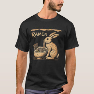 Japanese Cave Art Wildlife Noodle Lover Rabbit Ram T-Shirt
