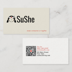 Japanese Chef Logo QR Code Business Card
