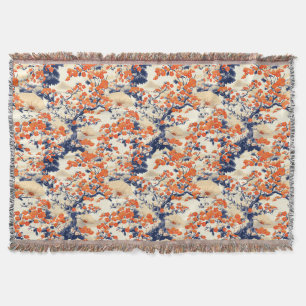Japanese Cherry Blossom Fan Pattern (2) Throw Blanket