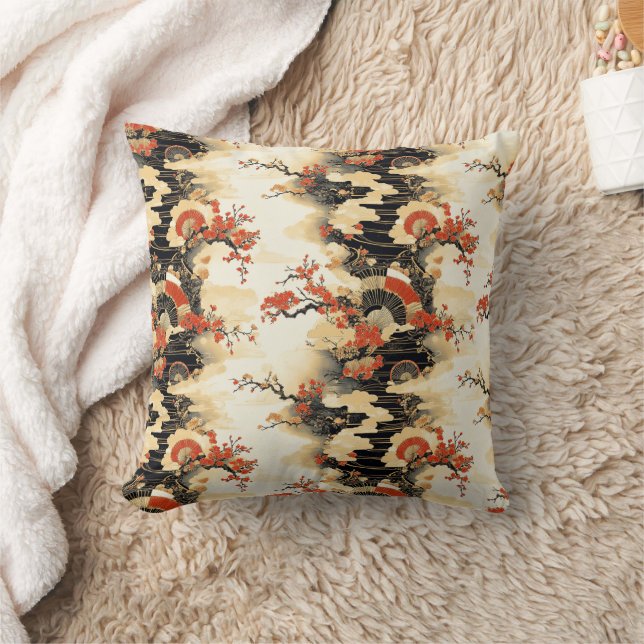 Japanese Cherry Blossom Fan Pattern (3) Cushion (Blanket)