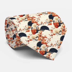 Japanese Cherry Blossom Fan Pattern (6) Tie
