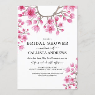 Japanese Cherry Blossom Floral Bridal Shower Invitation