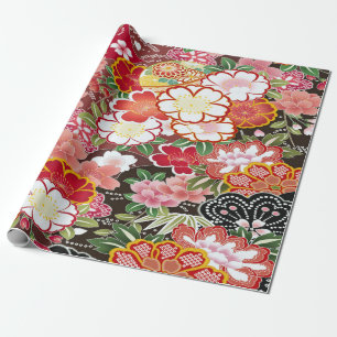 Japanese Cherry Blossom Floral Decoupage  Wrapping Paper