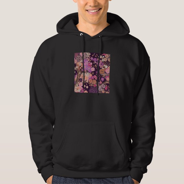 Japanese Cherry Blossom Flower Pink Sakura Floral  Hoodie (Front)