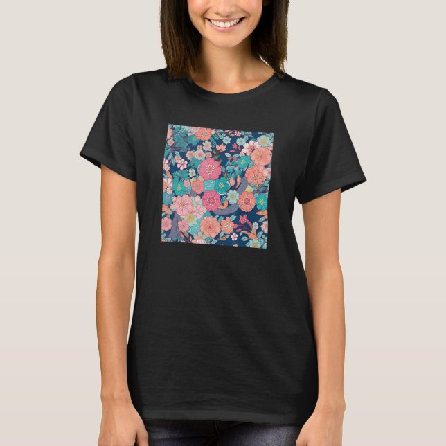 Japanese Cherry Blossom Flower Pink Sakura Floral  T-Shirt (Front)