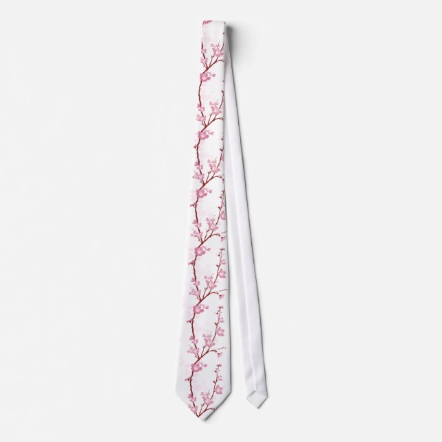 Japanese cherry blossom, gentle pink flower,girly, tie (Front)