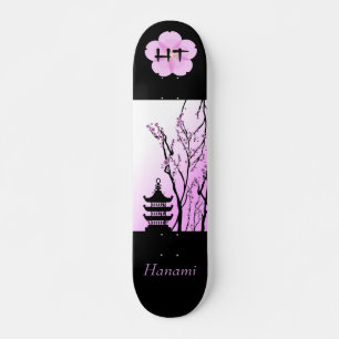 Japanese Cherry Blossom Monogrammed Skateboard