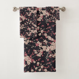 Japanese Cherry Blossom Pattern Bath Towel Set