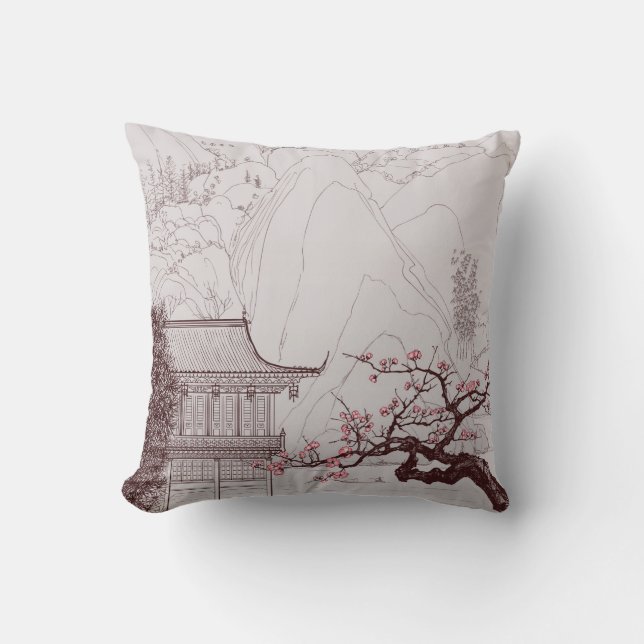 Japanese  Cherry Blossom Pillow (Front)