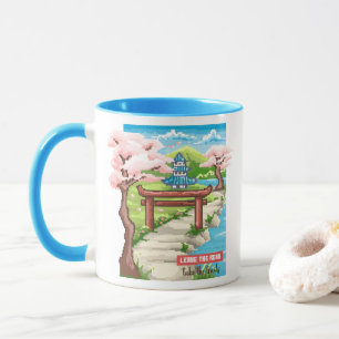 Japanese Cherry Blossom Pixel Art Mug