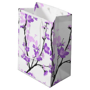 Japanese cherry blossom, royal purple, flower,girl medium gift bag