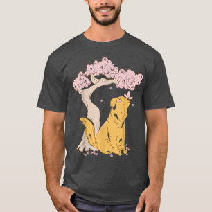 Japanese Cherry Blossom Sakura Cute Dog Butterfly T-Shirt
