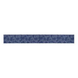 Japanese cherry blossom sakura white on blue grosgrain ribbon