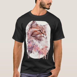 Japanese Cherry Blossom Siberian Cat Breed Sakura T-Shirt