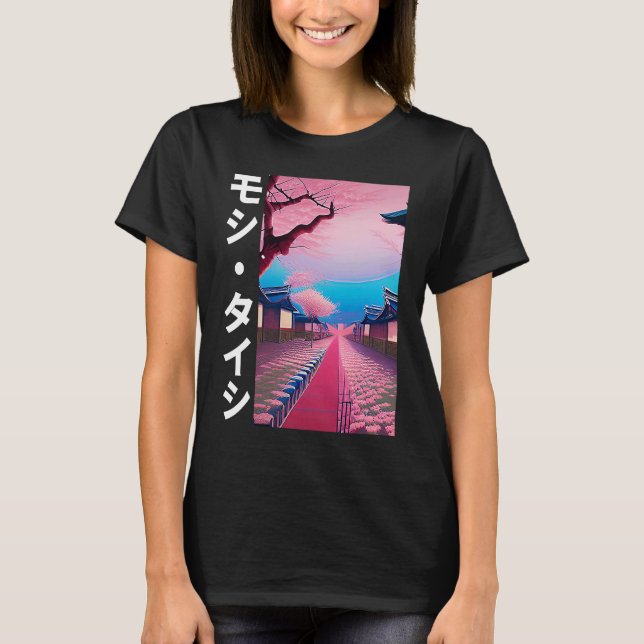 Japanese Cherry blossom Streetwear Aesthetic Vapou T-Shirt (Front)