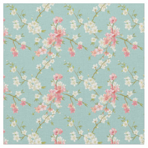 Japanese,cherry blossom,teal,white,pink,floral,fun fabric
