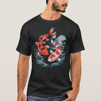 Japanese Cherry Blossom Tree Koi Fish Yin T-Shirt