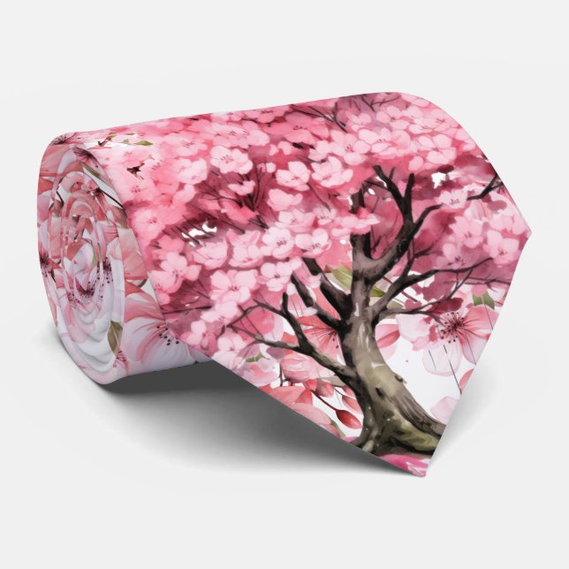 Japanese Cherry Blossom Tree Neck TIe (Rolled)