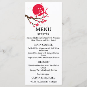 Japanese cherry blossom wedding menu