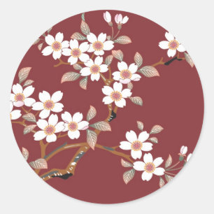 Japanese Cherry Blossoms Classic Round Sticker