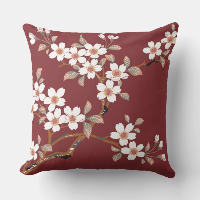 Japanese Cherry Blossoms Cushion (Front)