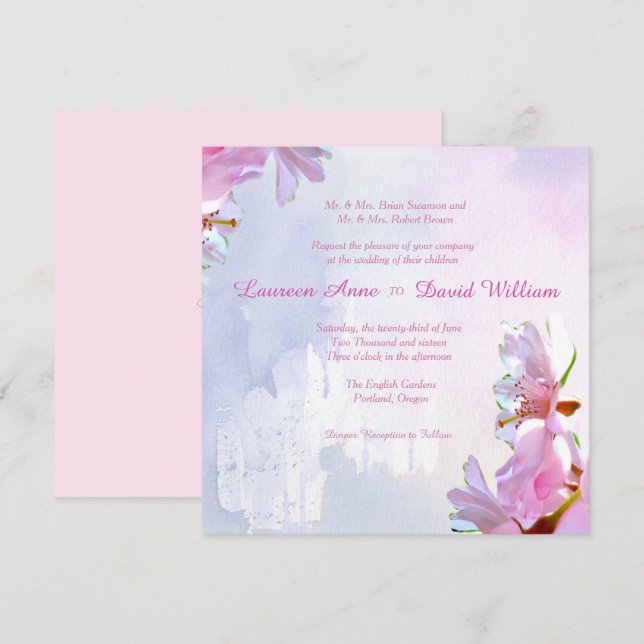 Japanese Cherry Blossoms Custom Wedding Invitation (Front/Back)
