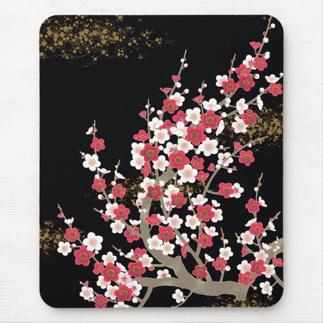 Japanese Cherry Blossoms Floral Fine Art Mouse Pad (Front)