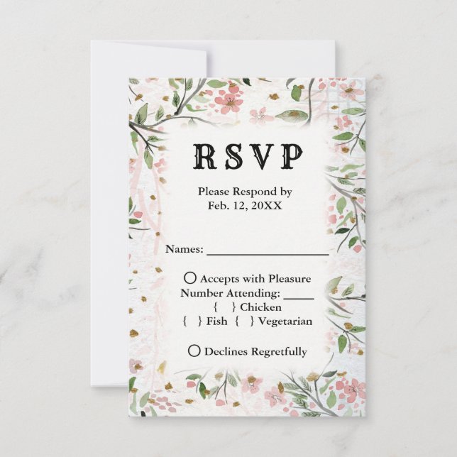 Japanese Cherry Blossoms Flowers Wedding RSVP Card (Front)