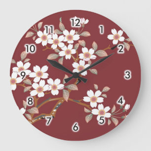 Japanese Cherry Blossoms Large Clock